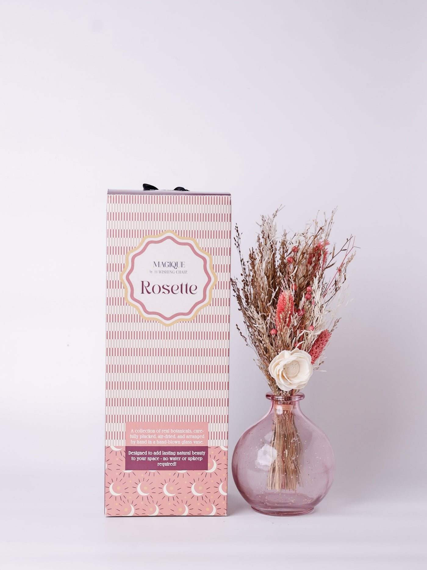 Magique by The Wishing Chair - Rosette Dried Flowers & Glass Vase