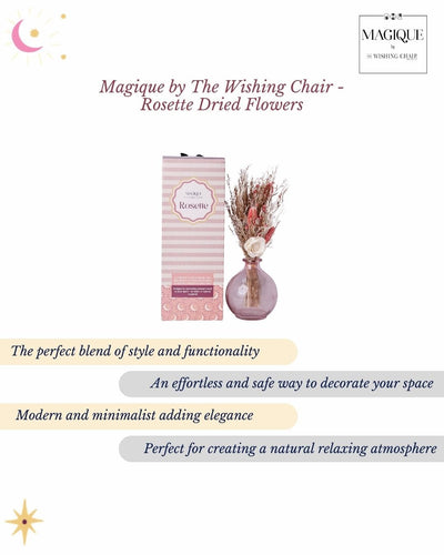 Magique by The Wishing Chair - Rosette Dried Flowers & Glass Vase