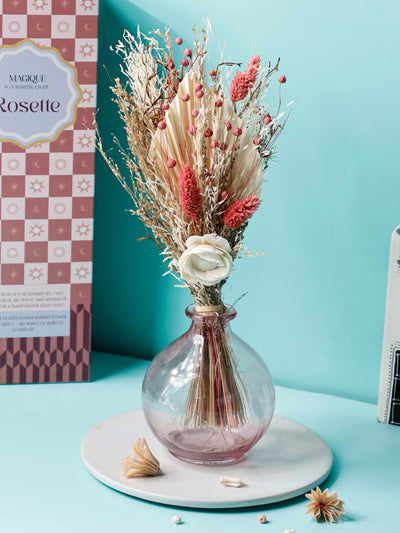 Magique by The Wishing Chair - Rosette Dried Flowers & Glass Vase