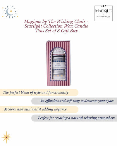 Magique by The Wishing Chair - Starlight Collection Wax Candle Tins Set of 3 Gift Box