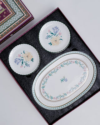 Magique by The Wishing Chair x ClayCraft :  Emerald Ribbon - Amber Giftbox | Set of 4 Snack Plates & Serving Platter
