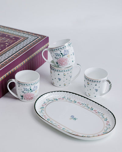 Magique by The Wishing Chair x ClayCraft :  Emerald Ribbon - Celebrations Giftbox | Set of 4 Mugs & Platter