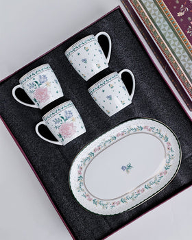 Magique by The Wishing Chair x ClayCraft :  Emerald Ribbon - Celebrations Giftbox | Set of 4 Mugs & Platter