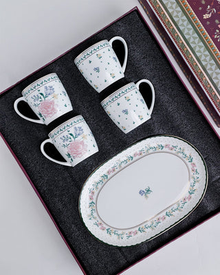 Magique by The Wishing Chair x ClayCraft :  Emerald Ribbon - Celebrations Giftbox | Set of 4 Mugs & Platter