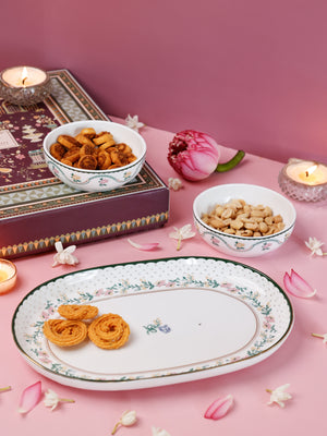 Magique by The Wishing Chair x ClayCraft :  Emerald Ribbon - Glow Giftbox | Set of 2 bowls & Platter