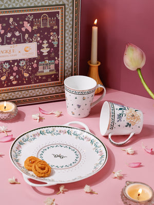 Magique by The Wishing Chair x ClayCraft :  Emerald Ribbon - Lustre Giftbox | Set of 2 Mugs & Tawa Platter
