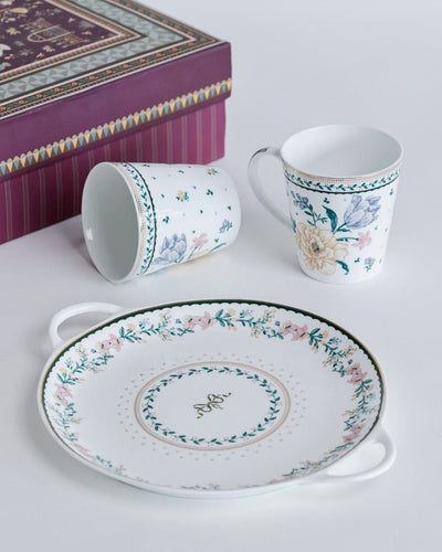 Magique by The Wishing Chair x ClayCraft :  Emerald Ribbon - Lustre Giftbox | Set of 2 Mugs & Tawa Platter
