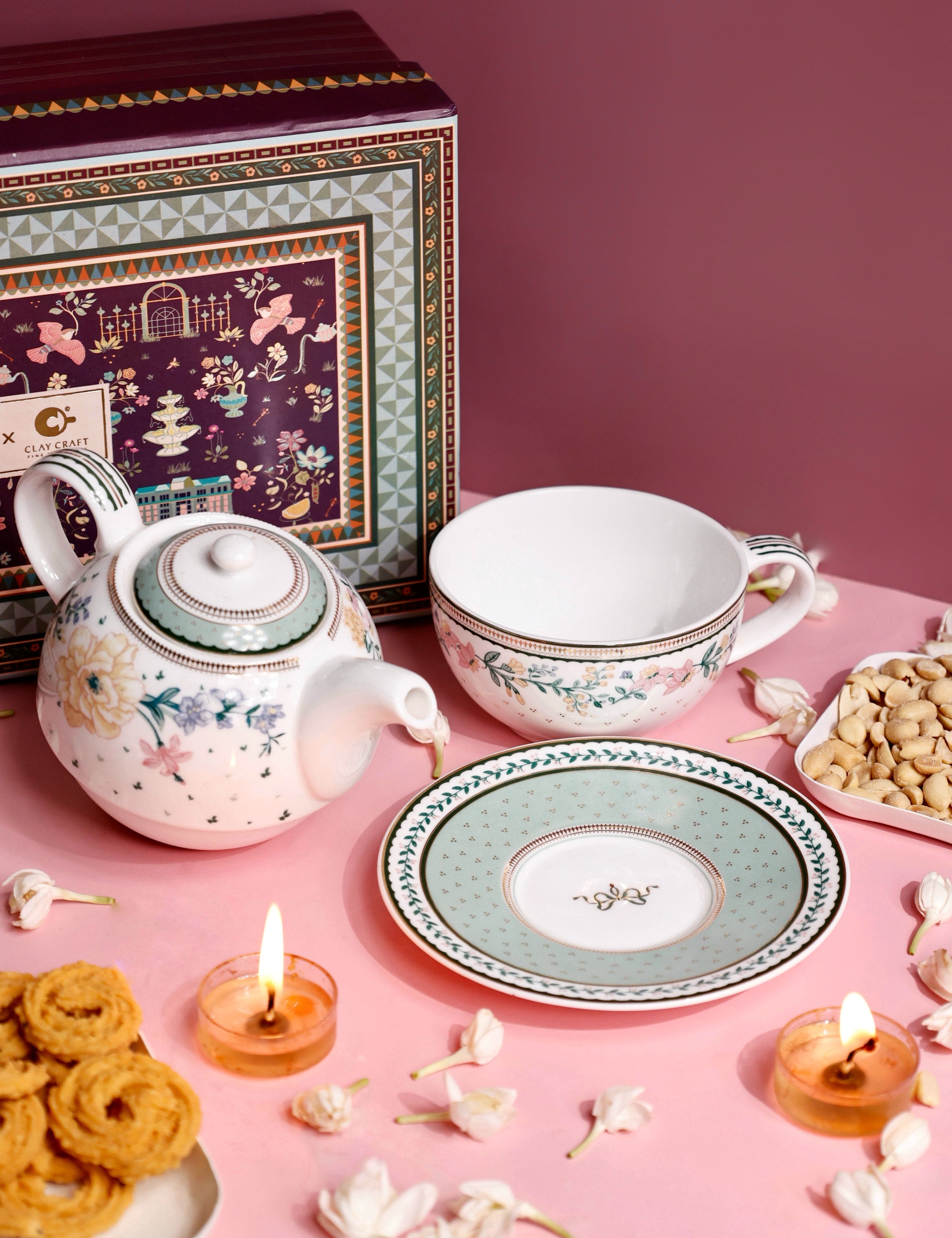 Magique by The Wishing Chair x ClayCraft : Emerald Ribbon - Tea for One Set