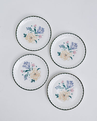 Magique by The Wishing Chair x ClayCraft :  Emerald Ribbon - Twilight Bloom Giftbox | Set of 4 Snack Plates and 4 Mugs