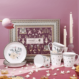 Magique by The Wishing Chair x ClayCraft :  Emerald Ribbon - Twilight Bloom Giftbox | Set of 4 Snack Plates and 4 Mugs