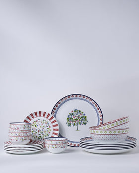 Magique by The Wishing Chair x ClayCraft :  Indian Summer -  Giftbox | Set of 6 Dinner Plates, 6 Snack Plates, 6 bowls & 2 Soup Bowl