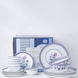 Magique by The Wishing Chair x ClayCraft: Indigo Chintz dinner set - 6 dinner plates, 6 snack plates, 6 bowls & 2 soup bowls