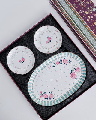 Magique by The Wishing Chair x ClayCraft : Portrait of Rose - Amber Giftbox | Set of 4 Snack Plates & Serving Platter