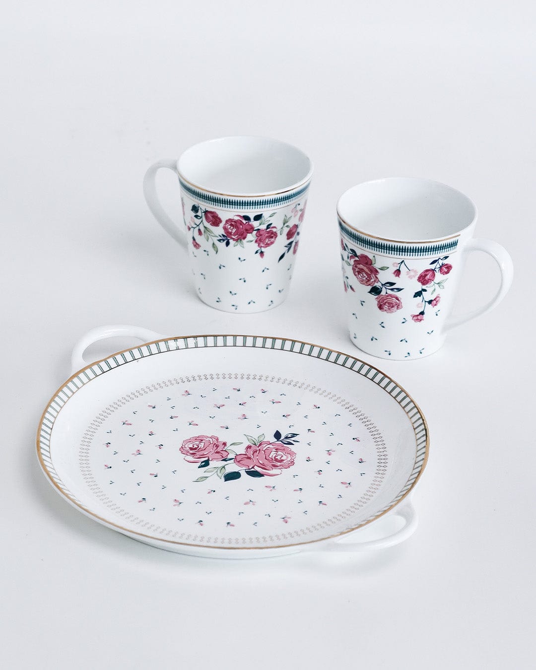 Magique by The Wishing Chair x ClayCraft : Portrait of Rose - Lustre Giftbox | Set of 2 Mugs & Tawa Platter