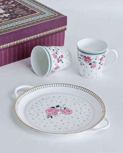 Magique by The Wishing Chair x ClayCraft : Portrait of Rose - Lustre Giftbox | Set of 2 Mugs & Tawa Platter