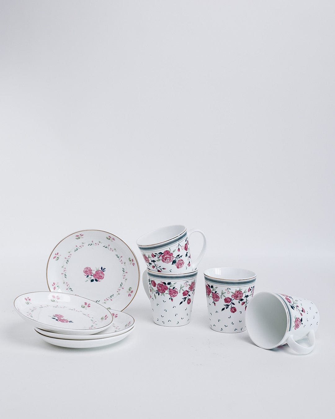 Magique by The Wishing Chair x ClayCraft : Portrait of Rose - Twilight Bloom Giftbox | Set of 4 Snack Plates and 4 Mugs