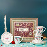 Magique by The Wishing Chair x ClayCraft : Portrait of Rose - Twilight Bloom Giftbox | Set of 4 Snack Plates and 4 Mugs