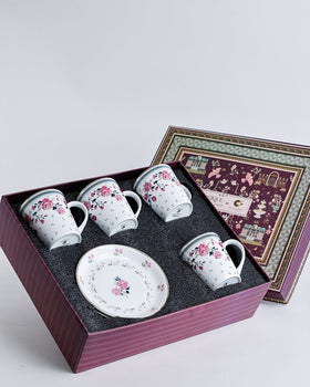 Magique by The Wishing Chair x ClayCraft : Portrait of Rose - Twilight Bloom Giftbox | Set of 4 Snack Plates and 4 Mugs