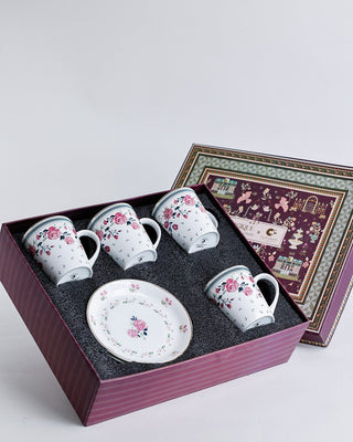 Magique by The Wishing Chair x ClayCraft : Portrait of Rose - Twilight Bloom Giftbox | Set of 4 Snack Plates and 4 Mugs