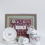 Magique by The Wishing Chair x ClayCraft : Portrait of Rose - Twilight Bloom Giftbox | Set of 4 Snack Plates and 4 Mugs