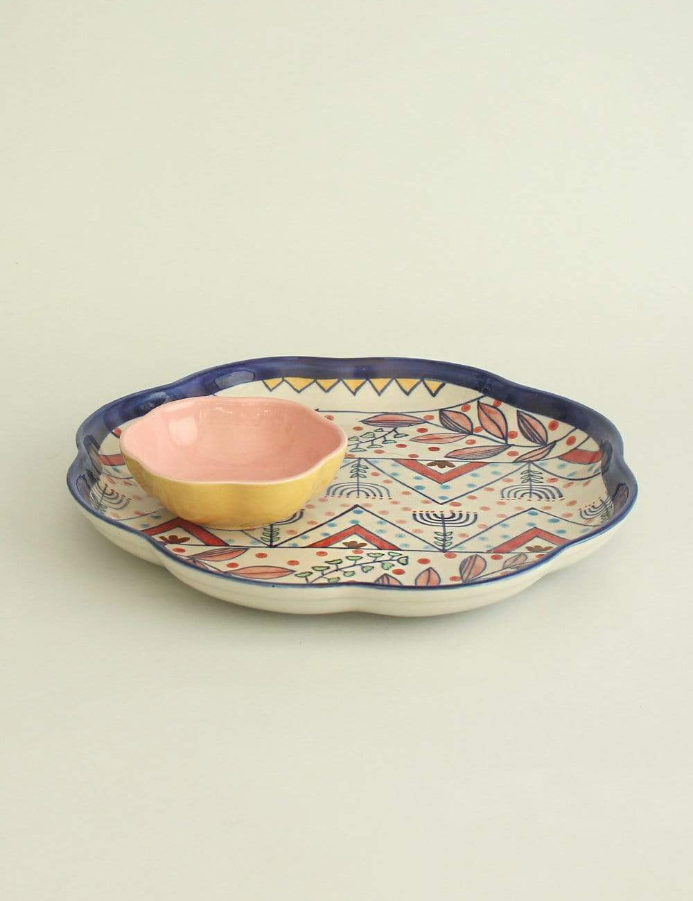 Magnolia Sky Handpainted Chip & Dip Platter