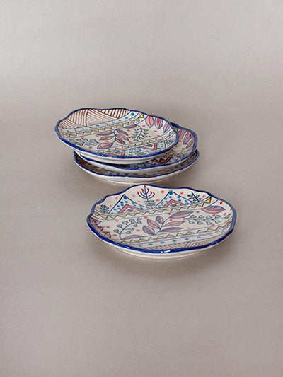 Magnolia Sky Handpainted Dessert Plates - Set Of 4