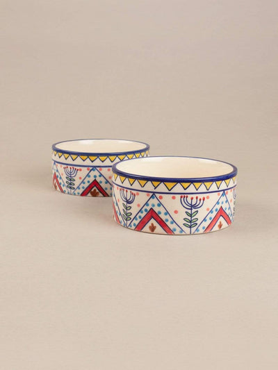 Magnolia Sky Handpainted Nut Bowl - Set Of 2