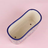 Magnolia Sky Handpainted Oval Planter