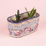 Magnolia Sky Handpainted Oval Planter