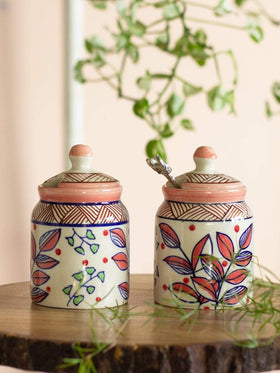 Magnolia Sky Handpainted Pickle Jars- Set Of 2