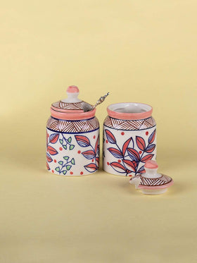 Magnolia Sky Handpainted Pickle Jars- Set Of 2