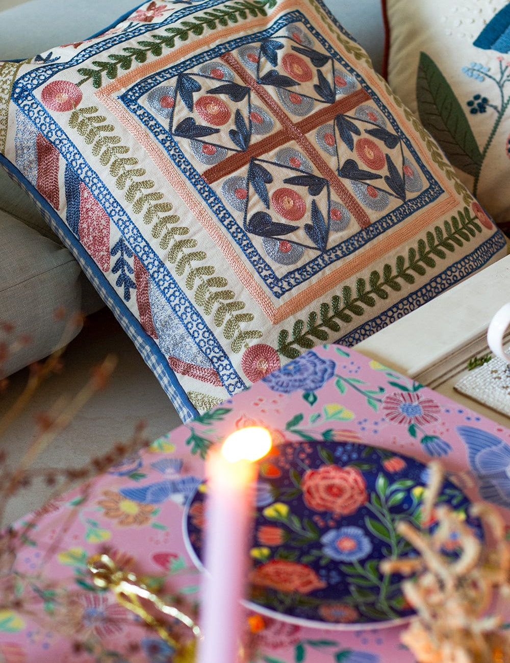 Marina Embroidered Cushion Cover