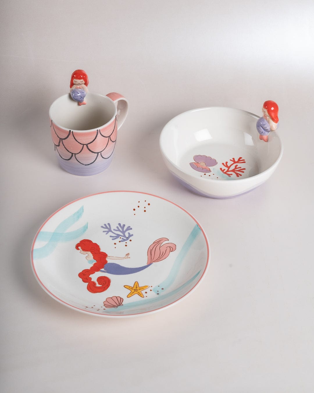 Mermaid Handpainted Breakfast Set of 3