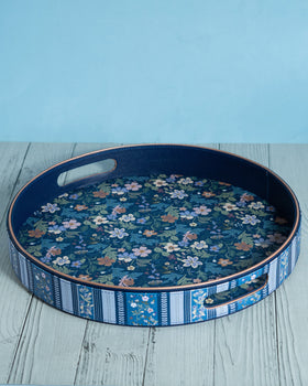 Midnight Meadow Vegan Leather Round Tray