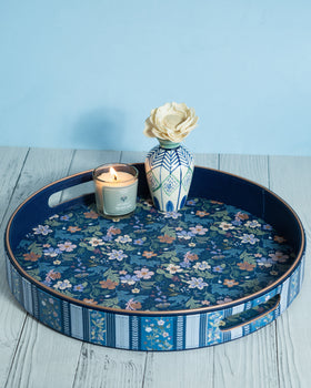 Midnight Meadow Vegan Leather Round Tray