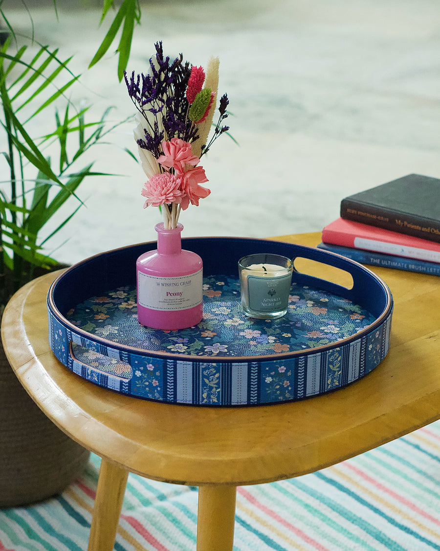Midnight Meadow Vegan Leather Round Tray