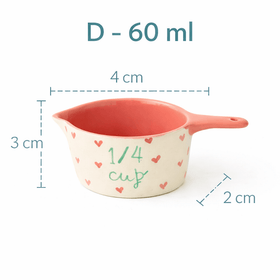 Mini Little Hearts  Measuring Cups in same color -set Of 4 - Handpainted Stoneware