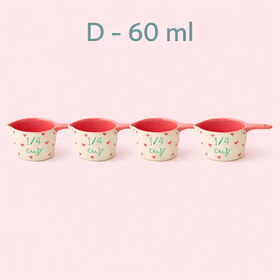 Mini Little Hearts  Measuring Cups in same color -set Of 4 - Handpainted Stoneware