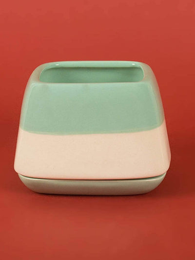 Mint Green Nova Half N Half Ceramic Planter