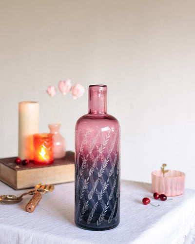 Mirar Etched Glass Bottle Vase