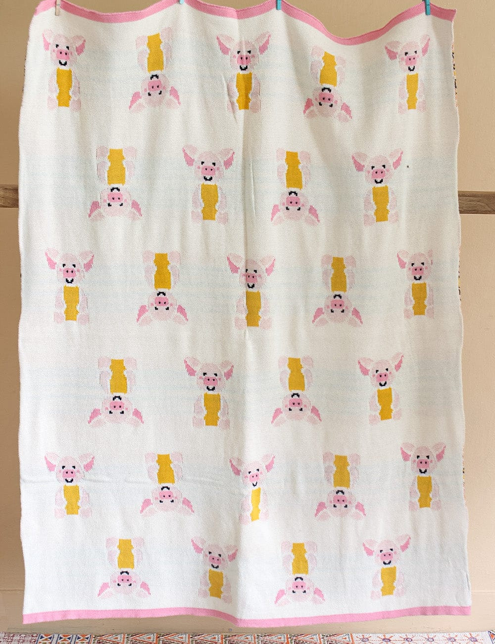Miss Piglet Knitted Cotton Baby Blanket