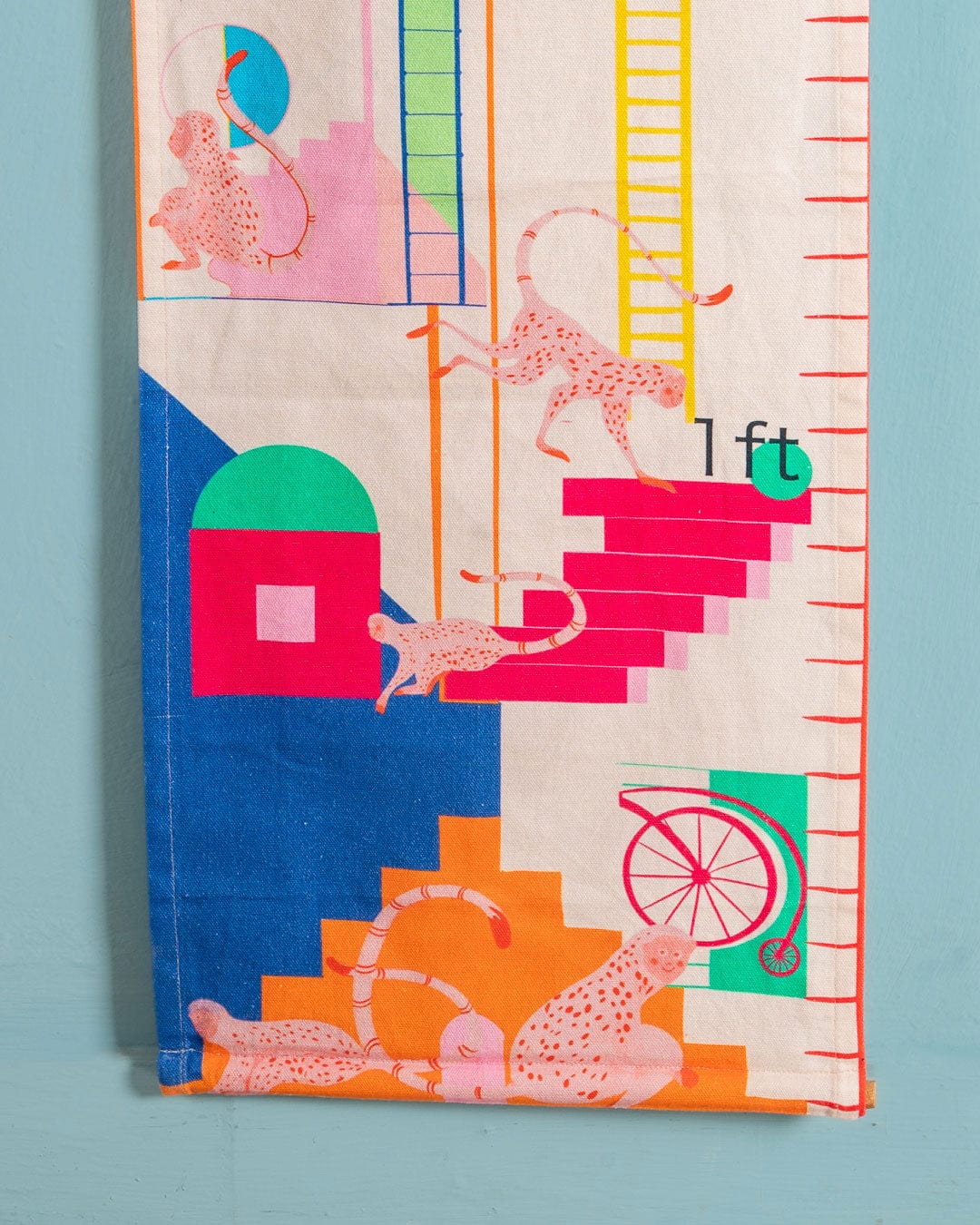 Monkey Mayhem Handpainted Cotton Fabric Height Chart