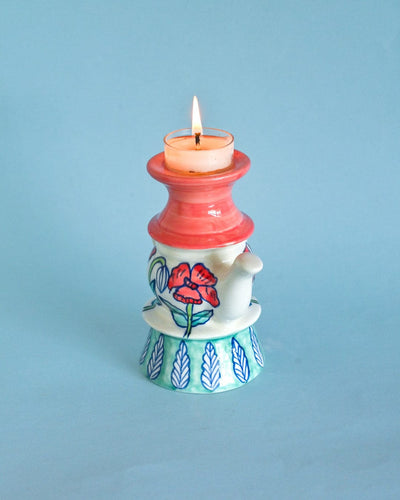 Moonflower Handpainted Candle holder