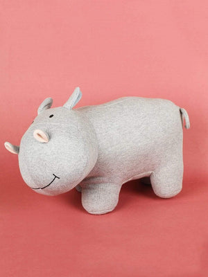 Mr. Hippo Knitted Cotton Shaped Cushion