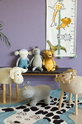 Mr. Hippo Knitted Cotton Shaped Cushion