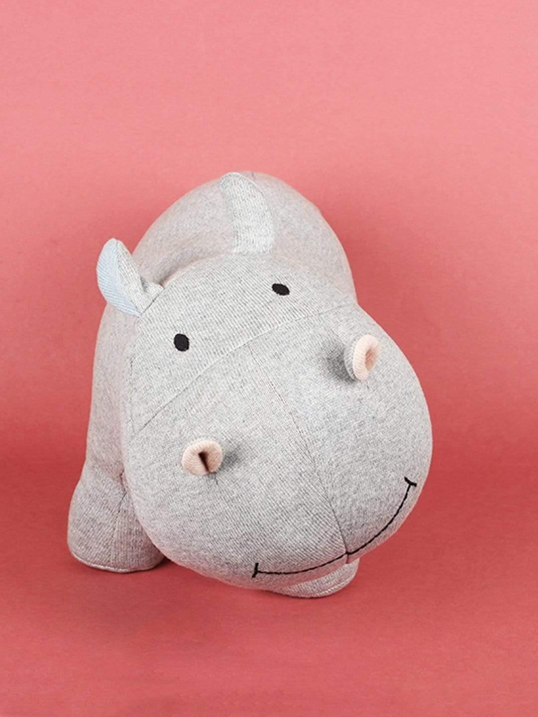 Mr. Hippo Knitted Cotton Shaped Cushion