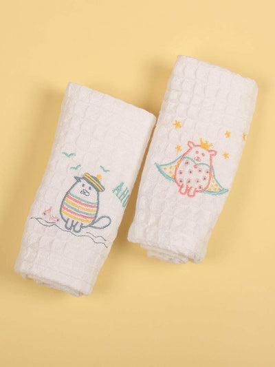 Mr & Mrs Waffle Face Towel - Set Of 2