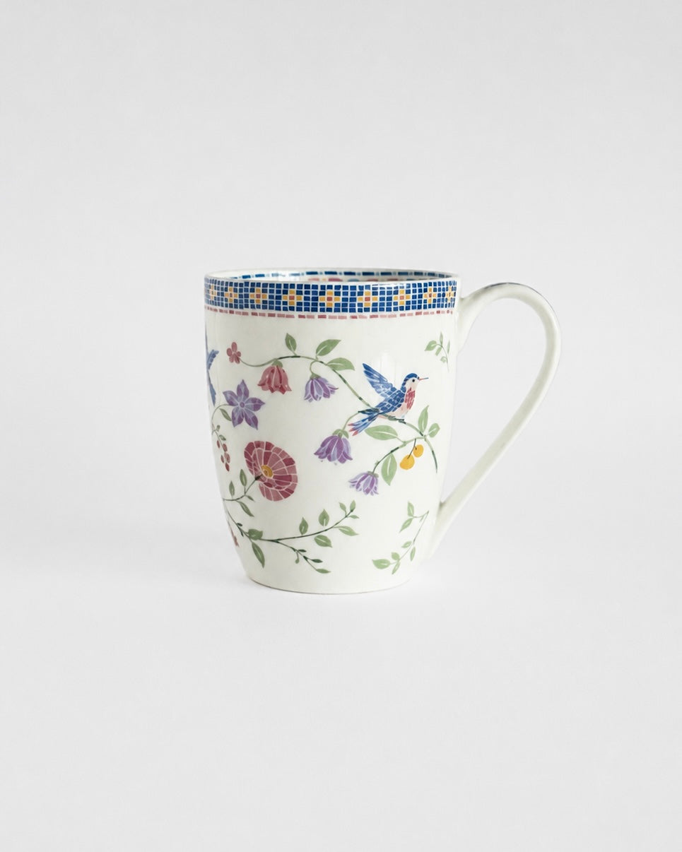 Botanical Mosaic Ceramic Mugs - Set of 4