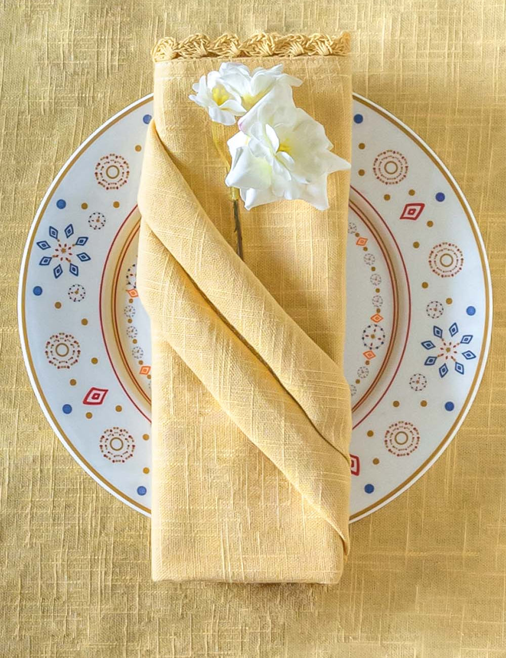 Mustard Hand Crochet Napkins - Set of 6