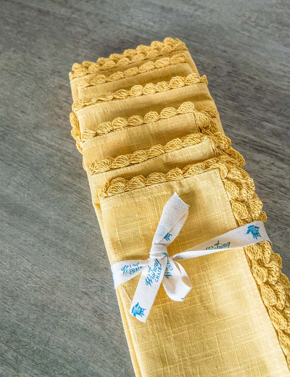 Mustard Hand Crochet Napkins - Set of 6